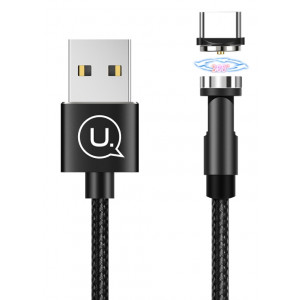 USAMS Καλώδιο USB σε USB Type-C U59 μαγνητικό, περιστρεφόμενο, 1m, μαύρο SJ473USB01