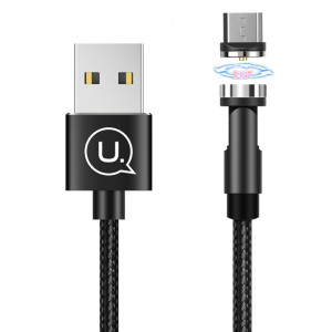 USAMS Καλώδιο USB σε Micro USB U59, μαγνητικό, περιστρεφόμενο, 1m, μαύρο SJ474USB01