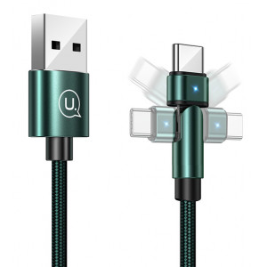 USAMS καλώδιο USB-C σε USB SJ477, περιστρεφόμενο βύσμα, 2A, 1m, πράσινο SJ477USB02
