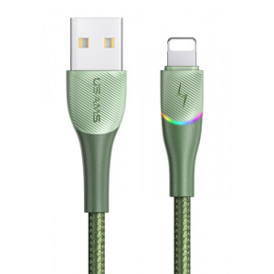 USAMS καλώδιο Lightning σε USB SJ541 με RGB φωτισμό, 2.4A, 1.2m, πράσινο SJ541USB03