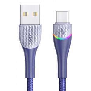 USAMS καλώδιο USB-C σε USB US-SJ542 με RGB φωτισμό, 3A, 1.2m, μπλε SJ542USB02