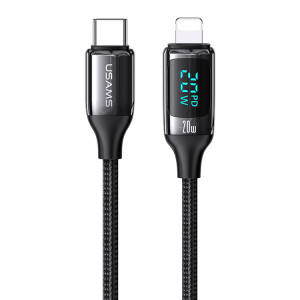 USAMS καλώδιο Lightning σε USB-C US-SJ545, 20W PD, 1.2m, μαύρο SJ545USB01
