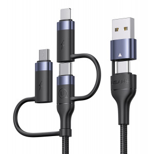 USAMS καλώδιο USB-C/USB σε USB-C/Micro/Lightning SJ547, 60W, 1.2m, μαύρο SJ547USB01