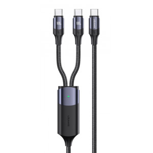 USAMS καλώδιο USB-C σε 2x USB-C US-SJ551, PD 100W, 1.2m, μαύρο SJ551USB01
