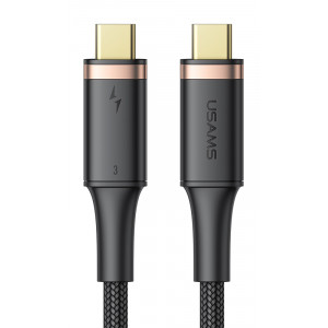 USAMS καλώδιο USB-C US-SJ553 Thunderbolt 3, 100W, 40Gbps 5K, 0.8m, μαύρο SJ553USB01