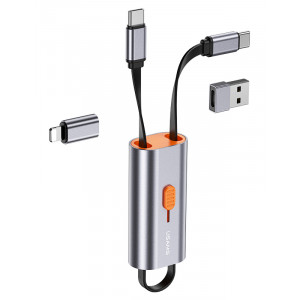 USAMS αντάπτορας USB-C σε USB-C/USB/Lightning SJ560, 60W PD, 0.3m, γκρι SJ560USB01