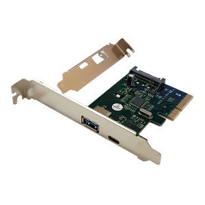 POWERTECH Κάρτα Επέκτασης PCI-e σε USB 3.1 A & Type-C , Chipset ASM1142 SLOT-027