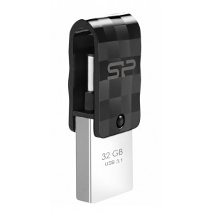 SILICON POWER Dual USB Flash Drive C31, USB 3.1 & Type C, 32GB, μαύρο SP032GBUC3C31V1K