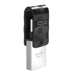 SILICON POWER Dual USB Flash Drive C31, USB 3.1 & Type C, 64GB, μαύρο SP064GBUC3C31V1K