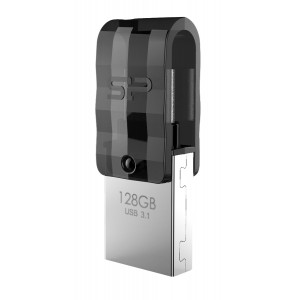 SILICON POWER Dual USB Flash Drive C31, USB 3.1 & Type C, 128GB, μαύρο SP128GBUC3C31V1K