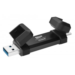 SILICON POWER εξωτερικός SSD DS72, USB/USB-C, 250GB 1050-850MBps, μαύρο SP250GBUC3S72V1K