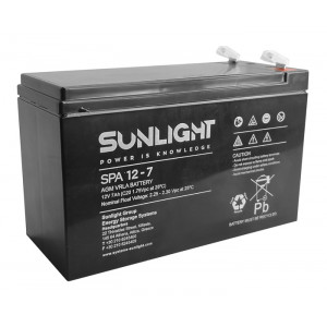SUNLIGHT μπαταρία μολύβδου SPA12-7, 12V 7Ah, 6.3mm F SPA12-7