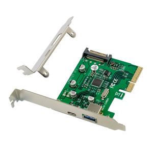 POWERTECH κάρτα επέκτασης PCIe σε USB 3.1 & USB-C ST618, ASM1142 ST618