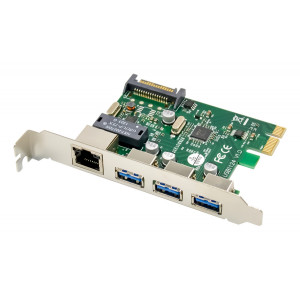 POWERTECH κάρτα επέκτασης PCIe σε USB 3.0 & GbE LAN ST642, VL805&RTL8153 ST642