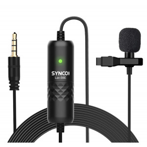 SYNCO μικρόφωνο Lav-S6E με clip-on, omnidirectional, 3.5mm, 6m, μαύρο SY-S6E-LAV