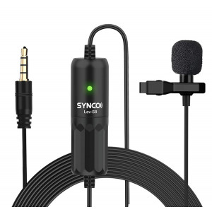 SYNCO μικρόφωνο Lav-S8 με clip-on, omnidirectional, 3.5mm, 8m, μαύρο SY-S8-BK