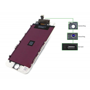 TIANMA High Copy LCD iPhone 6G Plus, Camera-Sensor ring, ear mesh, White TLCD-024