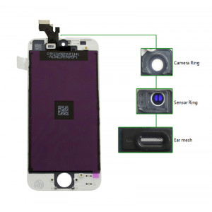 TIANMA High Copy LCD για iPhone 5S, Camera-Sensor ring, ear mesh, White TLCD-026