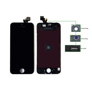 TIANMA High Copy LCD iPhone 5G, Camera-Sensor ring, ear mesh, Black TLCD-028