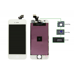 TIANMA High Copy LCD iPhone 5G, Camera-Sensor ring, ear mesh, White TLCD-029