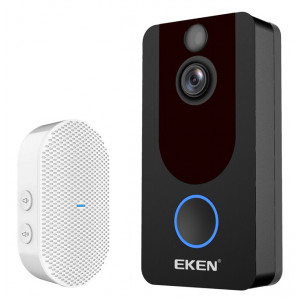 EKEN κουδούνι με κάμερα V7, WiFi, 1080p, PIR, cloud, μαύρο V7-DB