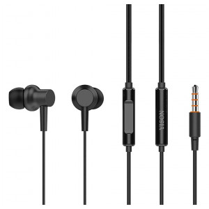 YISON earphones με μικρόφωνο X2, 3.5mm, 1.36m, μαύρα X2-BK