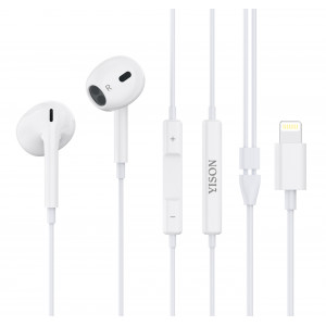 YISON earphones με μικρόφωνο X7, Lightning, 1.2m, λευκά X7-LWH