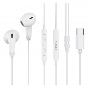 YISON earphones με μικρόφωνο X8, USB-C, 13mm, 1.2m, λευκά X8-CWH
