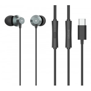CELEBRAT earphones με μικρόφωνο D15, USB-C, 1.2m, μαύρα YS-D15-BK
