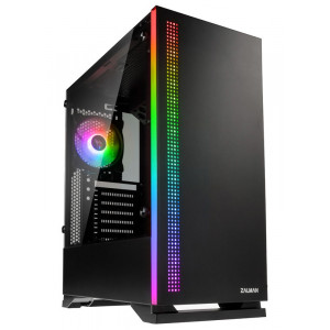 ZALMAN PC case S5 mid tower, 398x212x465mm, 2x fan, διάφανο πλαϊνό, μαύρο ZM-S5-BK
