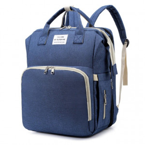 2 in 1 τσάντα πλάτης και παιδικό κρεβατάκι TMV-0052, αδιάβροχη, μπλε σκουρο TMV-0052