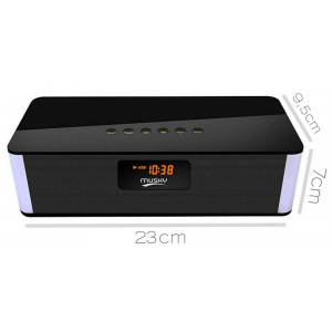 Wireless Portable Speaker Musky DY21L 2χ4W Black with FM Radio, Alarm Clock, Audio-In and Speakerphone 21821