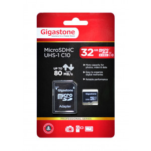 Flash Memory Card Gigastone MicroSDHC UHS-1 32GB C10 Professional Series with Adapter up to 80 MB/s* 4716814071476