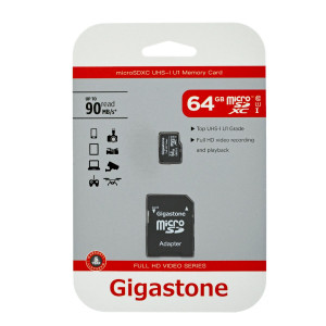 Κάρτα Μνήμης Gigastone MicroSDXC UHS-1 64GB C10 Full HD Video Series με SD Αντάπτορα up to 90 MB/s* 4716814072350