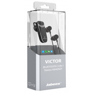 Bluetooth Hands Free Jabees Victor Music Stereo Receiver 3 in1 with Detachable Earpieces Black-Silver 4897042100296
