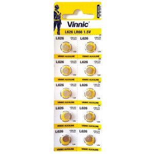 Buttoncell Vinnic L626F AG4 LR66 Τεμ. 10 με Διάτρητη Συσκευασία 4898338000627