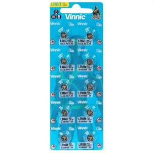 Buttoncell Vinnic L621F AG1 LR60 Τεμ. 10 με Διάτρητη Συσκευασία 4898338007275