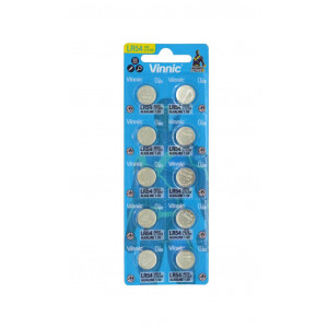 Buttoncell Vinnic LR1131 AG10 LR54 Τεμ. 10 με Διάτρητη Συσκευασία 4898338008173