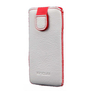 Case Protect Ancus for Apple iPhone SE/5/5S/5C Old Leather White with Red Stitching 5210029000089