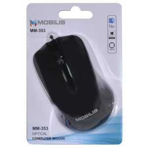 Mobilis MM-353 Wired Mouse 3 Button 800 DPI Black (104*66*39mm) 5210029034640