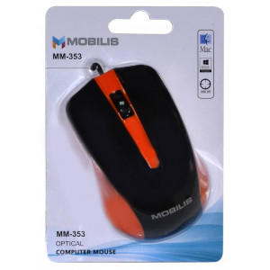 Mobilis MM-353 Wired Mouse 3 Button 800 DPI Orange (104*66*39mm) 5210029034664