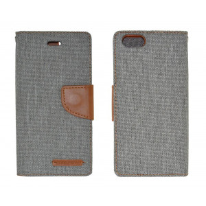 Book Case Goospery Canvas Diary for Apple iPhone 6/6S Grey - Brown by Mercury 5210029041525