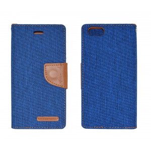 Book Case Goospery Canvas Diary for Apple iPhone 6/6S Blue - Brown by Mercury 5210029041532