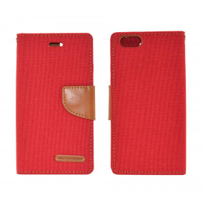 Book Case Goospery Canvas Diary for Apple iPhone 6/6S Red - Brown by Mercury 5210029041549