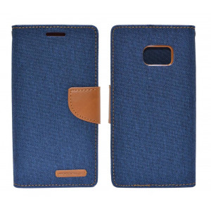 Book Case Goospery Canvas Diary for Samsung SM-G930F Galaxy S7 Navy - Brown by Mercury 5210029041655