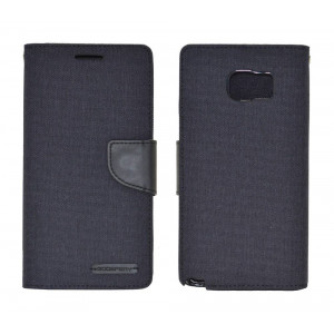 Book Case Goospery Canvas Diary for Samsung SM-N920F Galaxy Note 5 Black by Mercury 5210029041716