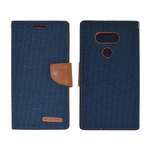 Book Case Goospery Canvas Diary for LG G5 H850 Navy - Brown by Mercury 5210029041792