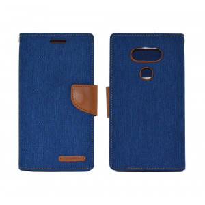 Book Case Goospery Canvas Diary for LG G5 H850 Blue - Brown by Mercury 5210029041808