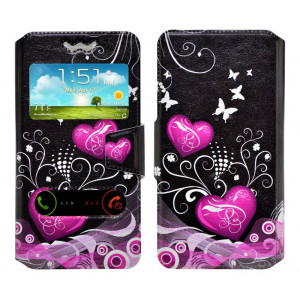 Book Case Ancus S-View Elastic Art Collection Universal for Smartphone 5.3 - 5.6 Heart Black 5210029050800