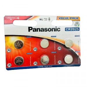 Buttoncell Panasonic CR2025 3V Τεμ. 6 με Διάτρητη Συσκευασία 5410853043829